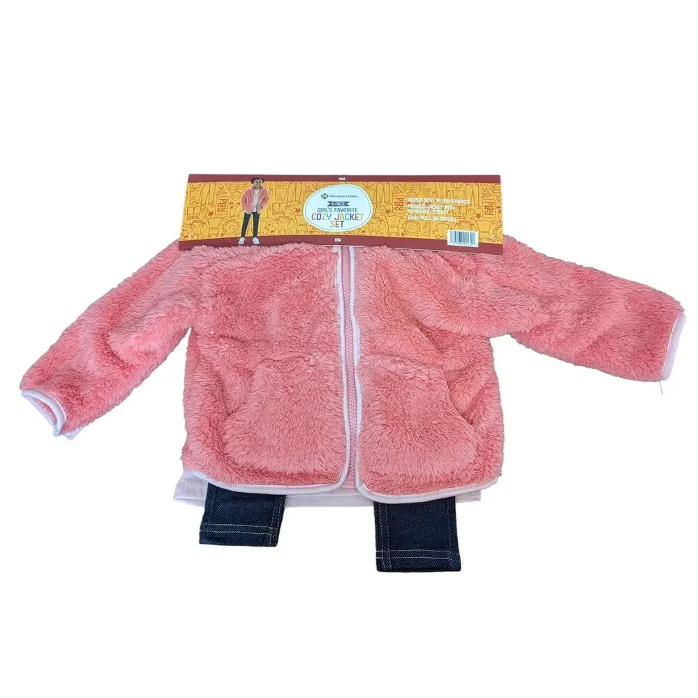 Member's Mark Matching Set 3‎ pieces 18M Girls Top Leggings Cozy Jacket Woodland